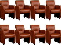 Set van 8 Cognac leren moderne eetkamerfauteuils Pleasure - Granada leer Savannah (cognac leer) - thumbnail