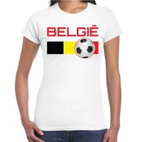 Belgie voetbal / landen shirt met voetbal en Belgische vlag wit voor dames 2XL  -