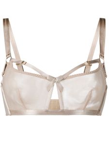 Bordelle soutien-gorge ajusté à effet de transparence - Tons neutres