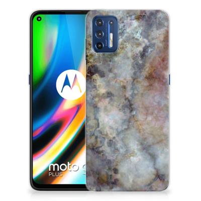 Motorola Moto G9 Plus TPU Siliconen Hoesje Marmer Grijs