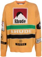 RHUDE pull en maille intarsia à col rond - Orange