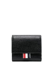 Thom Browne portefeuille en cuir grainé à bande tricolore - Noir