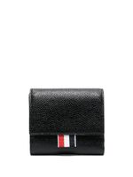 Thom Browne portefeuille en cuir grainé à bande tricolore - Noir