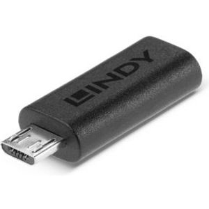 Lindy 41903 tussenstuk voor kabels USB Type C USB Type Micro-B Zwart