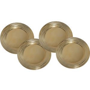 Set van 6x stuks kerstdiner onderborden rond goud glimmend 33 cm