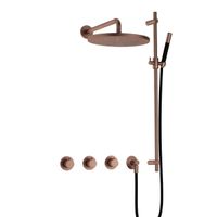 Hotbath Cobber IBS70 Regendoucheset inbouw - 38.5cm wandarm - 30cm ronde hoofddouche - staafhanddouche - glijstang - koper geborsteld PVD IBS70BCP57 - thumbnail