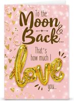 Kaart "Moon & Back" + Love ballon - thumbnail