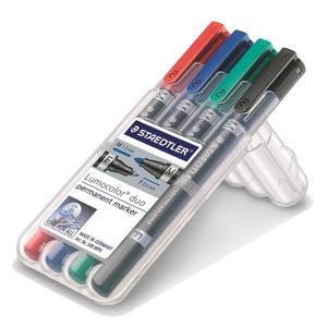 Staedtler Lumocolor duo 348 WP4 Permanent marker Rood, Blauw, Groen, Zwart Watervast: Ja