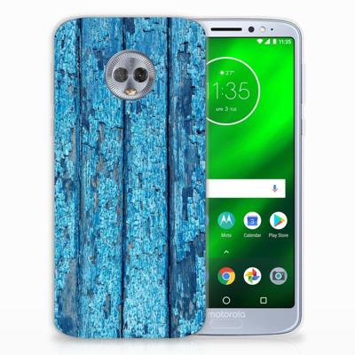 Motorola Moto G6 Plus Bumper Hoesje Wood Blue