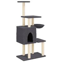 vidaXL Kattenmeubel met sisal krabpalen 131 cm donkergrijs, kattenpaal, kattenboom, kattenkrabpaal, kattenhuis, kattenmeubel, kattenpalen