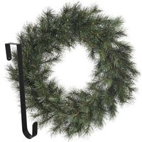 Kerstkrans 60 cm - groen - met hanger/ophanghaak - kerstversiering - thumbnail