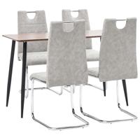 vidaXL 5-delige Eethoek kunstleer lichtgrijs