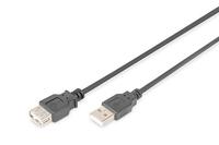 DIGITUS USB 2.0 verlengkabel - 3.0 m - USB A (St) naar USB A (Bu) - 480 Mbit/s - verbindingskabel, USB-kabel - zwart