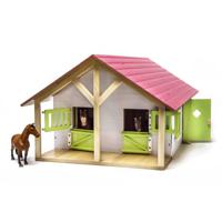 Kids Globe Globe Paardenstal Roze met 2 Boxen en Berging, 1:24 - thumbnail