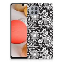 Samsung Galaxy A42 TPU Case Black Flowers - thumbnail