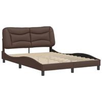 vidaXL Bedframe met hoofdbord kunstleer bruin 140x190 cm, bed, bed ombouw, tweepersoonsbed, bedbodem, slaapkamermeubel, 2 persoonsbed, logeerbed