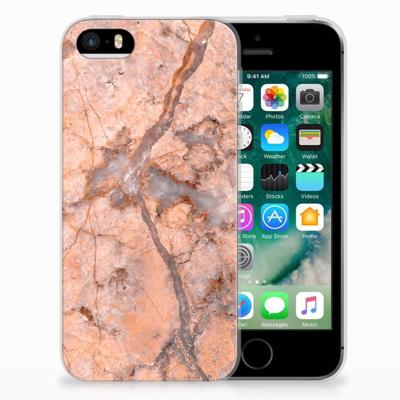 Apple iPhone SE | 5S TPU Siliconen Hoesje Marmer Oranje Apple iPhone SE | 5S TPU Siliconen Hoesje Marmer Oranje