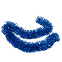 Kerstboom folie slingers/lametta guirlandes van 180 x 12 cm in de kleur glitter blauw   - - thumbnail