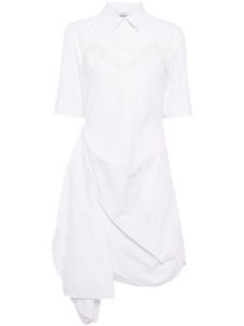 pushBUTTON robe-chemise à design drapé - Blanc