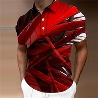 Voor heren POLO Shirt Golfshirt Grafische prints Geometrie Strijkijzer Geel Rood blauw Paars Oranje Buiten Straat Korte Mouw Afdrukken Button-omlaag Kleding Modieus Ontwerper Casual Zacht Lightinthebox - thumbnail