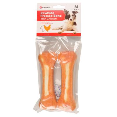 Hondensnack Rawhide met Kip - 15 cm 220 gr - 2 stuks x 15 cm Flamingo Naturel