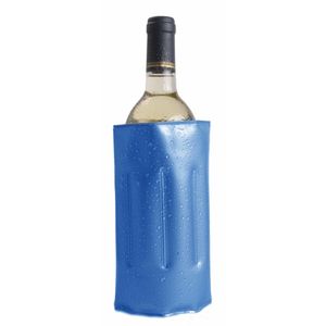 1x Wijnflessen/drankflessen koeler hoes blauw 34 x 18 cm   -