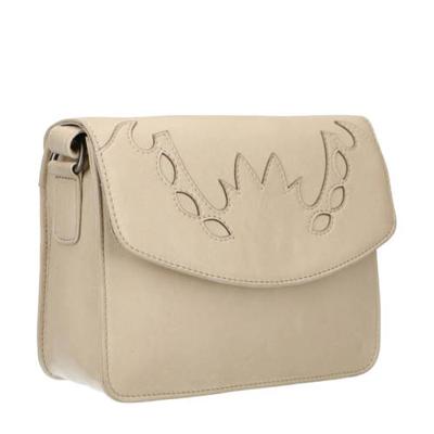 Manfield leren crossbody tas beige