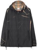 Burberry sliced check hooded jacket - Noir - thumbnail