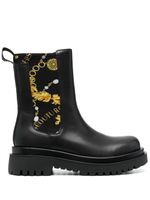 Versace Jeans Couture bottines à imprimé Baroque - Noir