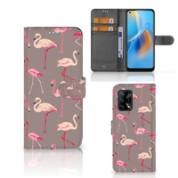 OPPO A74 4G Telefoonhoesje met Pasjes Flamingo - thumbnail