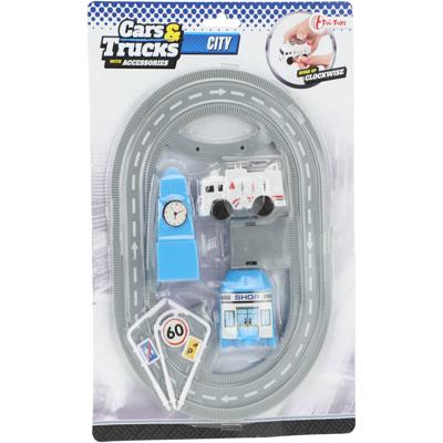 Toi-toys Mini Racebaan Grijs 7-delig