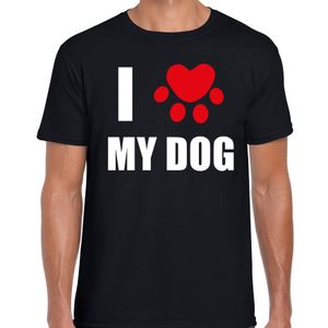 I love my dog / Ik hou van mijn hond - honden t-shirt zwart voor heren