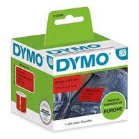 DYMO originele LabelWriter grote verzendlabels/naambadges | 54 mm x 101 mm | zwart op rood | Rol van 220 Easy-Peel-labels | zelfklevend | voor LabelWriter labelmakers