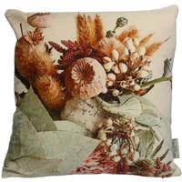 SVJ Droogbloemen Sierkussen - 45x45 cm - Fluweel - Beige