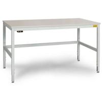 Manuflex LC3903.7035 ESD ESD-werktafel CANTOLAB speciale met rubber schijf, bxdxh = 1200 x 800 x 752-952 mm Grijs-wit (RAL 7035)