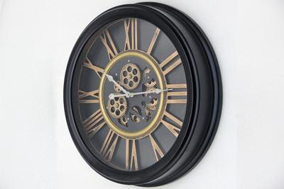 Wandklok Xavi - wandklok industrieel - wandklok zwart goud - tandwiel klok 53 cm