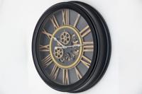 Wandklok Xavi - wandklok industrieel - wandklok zwart goud - tandwiel klok 53 cm
