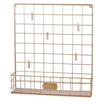 Moderne Gouden Foto Rek Staand met knijpers en opbergbakje - 40.5x36x9cm - Goud - Multi-foto rek - Decoratie - Woonaccessoires - Wandrek