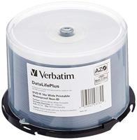 Verbatim DVD-R 4.7 GB - 16x brandsnelheid, DataLifePlus, Waterproof bedrukbaar, 50 Pack Spindle