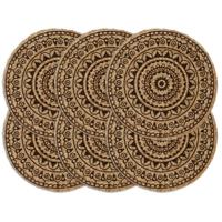 VidaXL Placemats 6 st rond 38 cm jute donkerbruin