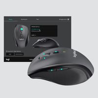 Logitech M705 Marathon Ergonomische muis Radiografisch Laser Zwart, Zilver 7 Toetsen 1000 dpi Ergonomisch - thumbnail