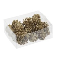 24x Kerststukje decoratie gouden glitter dennenappels 4,5 cm   - - thumbnail