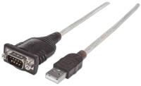 Manhattan USB 1.1 Adapter [1x USB 1.1 stekker A - 1x D-sub stekker 9-polig] Adapter 1.80 m Vergulde steekcontacten