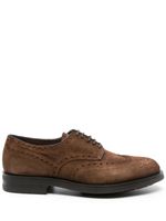 Santoni chaussures oxford en daim à détail de perforations - Marron