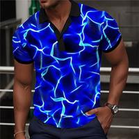 Bliksem Visueel bedrog Sportkleding Abstract Casual Voor heren POLO Shirt Korte mouw Straat Dagelijks Feestdagen Lente zomer 3D Afdrukken Strijkijzer blauw Oranje Groen Micro-elastisch Polyester Lightinthebox