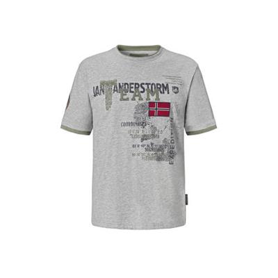 Jan Vanderstorm T-shirt SÖLVE Plus Size met printopdruk grijs melange