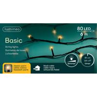 Kerstverlichting - 80 led lampjes -klassiek warm wit -600 cm -zwart snoer -timer en dimmer