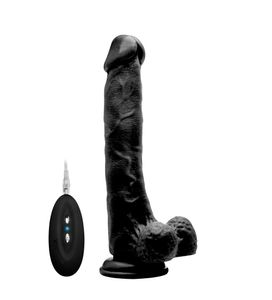 Vibrating Realistic Cock - 10" - With Scrotum - Black