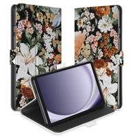 Uniek Samsung Galaxy Tab A9 Tablethoesje Dark Flowers Design | B2C Telecom