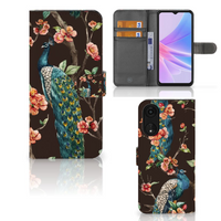 OPPO A78 5G | A58 5G Telefoonhoesje met Pasjes Pauw met Bloemen